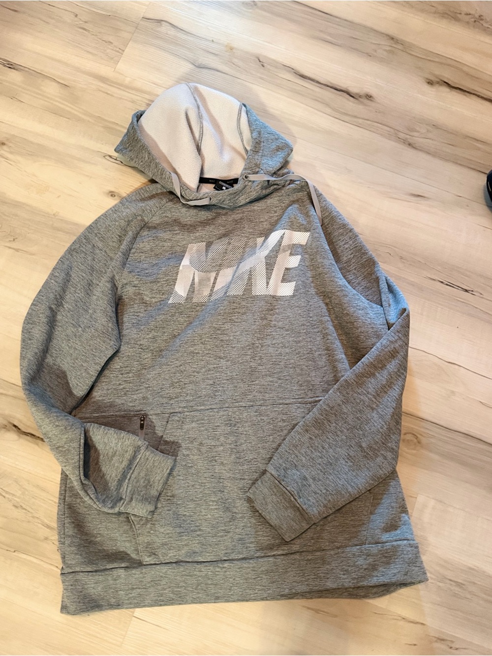 Nike Light Gray Pullover Hoodie with White Logo